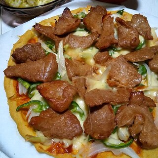 韓国風♪豚ヒレ肉のピザ～おからパウダー生地